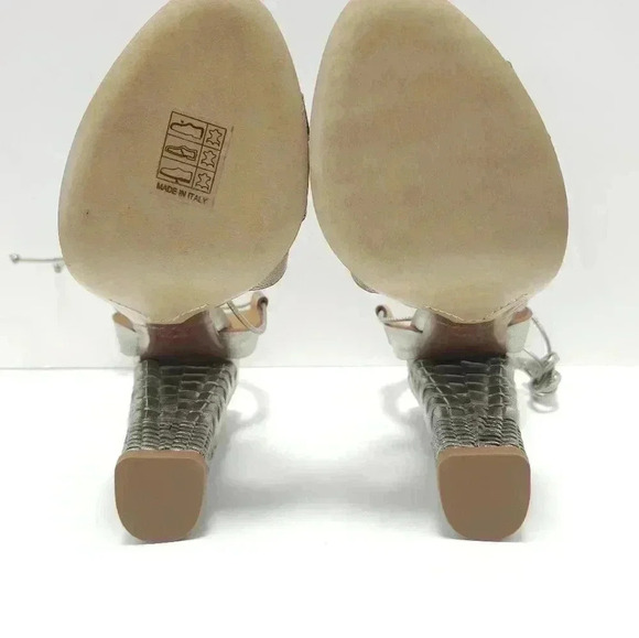 Ralph Lauren Purple Label Womens Heels Sandals Size 36.5 US 6 Metallic NEW Atida - Picture 7 of 8